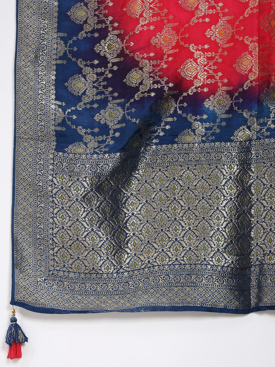 Royal Blue Roman Silk Kurta Pant with Banarasi Dupatta Set