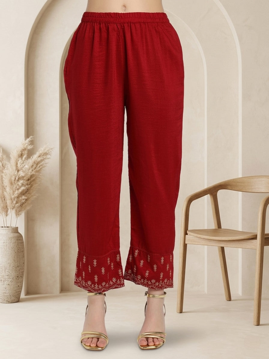 Elegant Red Embroidered Kurta Set with Dupatta – A Perfect Blend of Tradition & Style