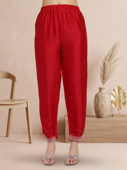 Elegant Red Embroidered Salwar Suit with Dupatta