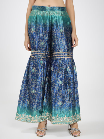 Blue Kaftan Kurta Set with Palazzo