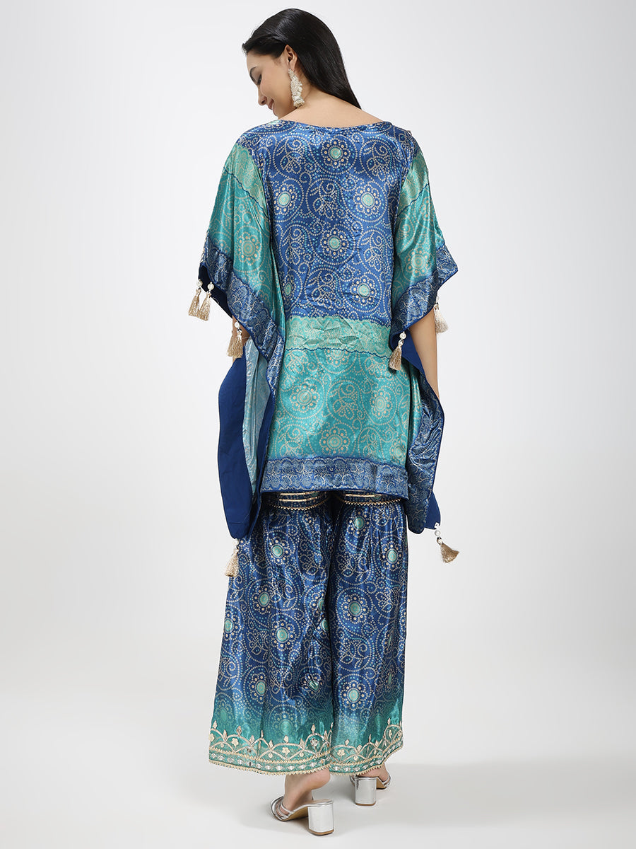 Blue Kaftan Kurta Set with Palazzo