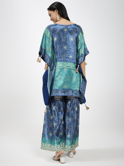 Blue Kaftan Kurta Set with Palazzo