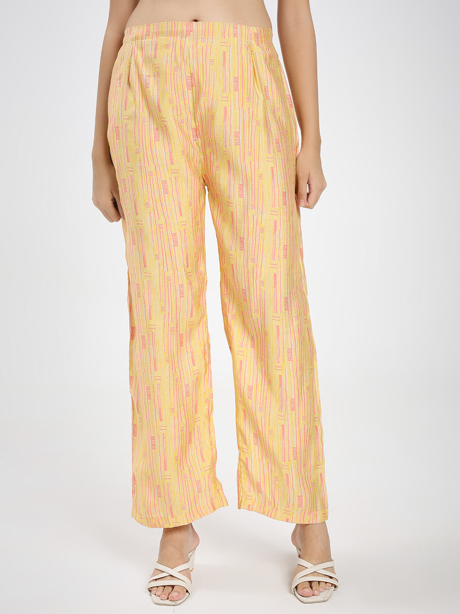 Floral Printed Co-ord Set with Shirt & Striped Palazzo pant