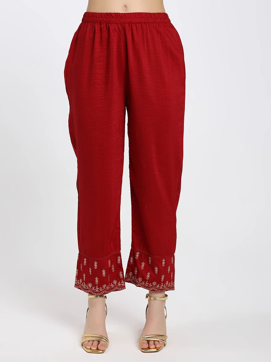 Elegant Red Embroidered Kurta Set with Dupatta – A Perfect Blend of Tradition & Style