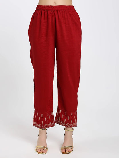 Elegant Red Embroidered Kurta Set with Dupatta – A Perfect Blend of Tradition & Style