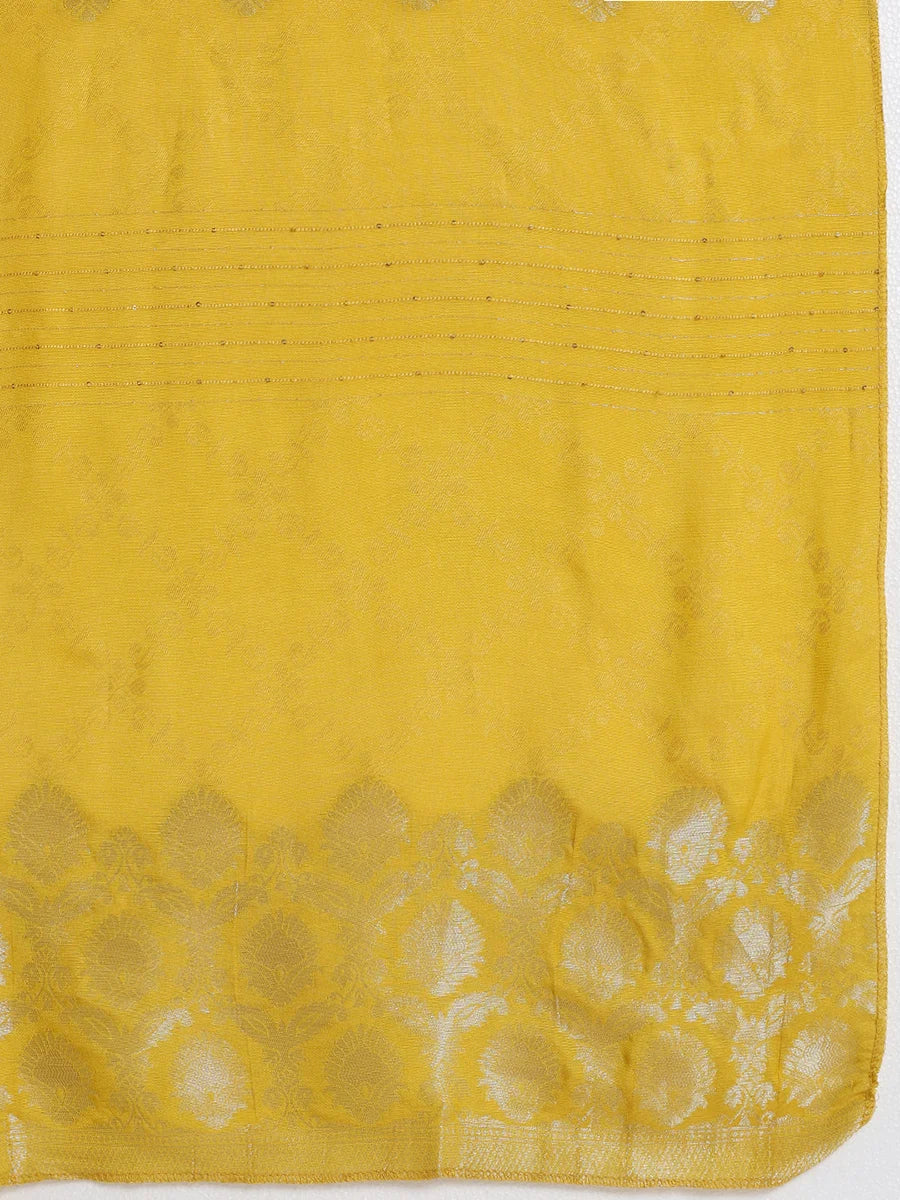 Mustard Yellow Embellished Kurta Set with Dupatta