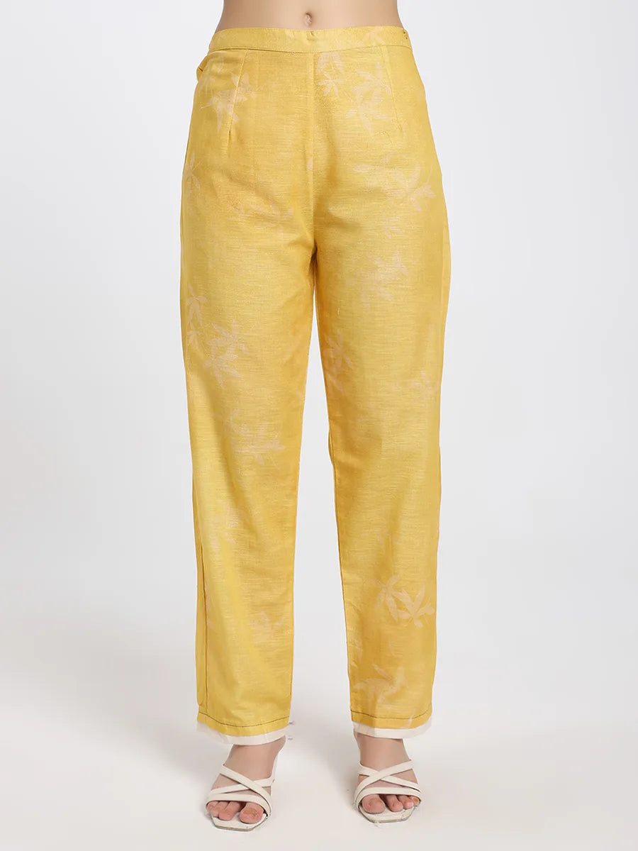 Beige & Mustard Abstract Floral Straight Kurta Set