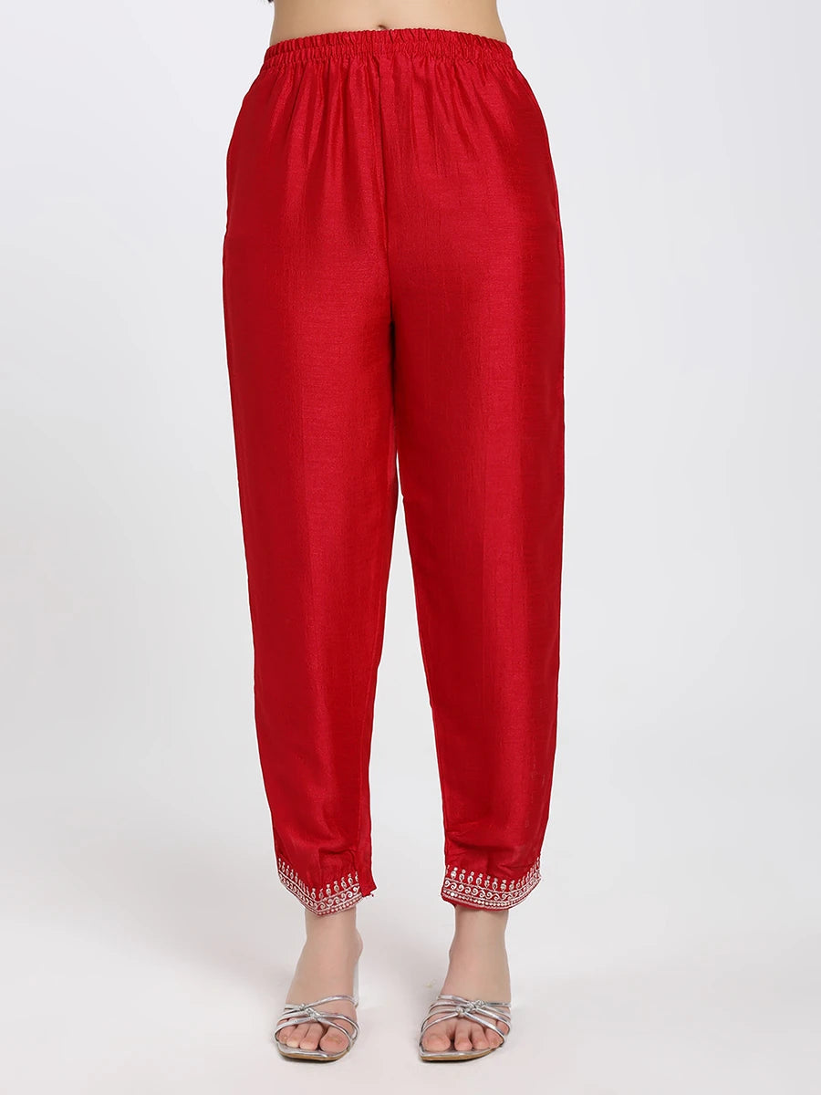 Elegant Red Embroidered Salwar Suit with Dupatta