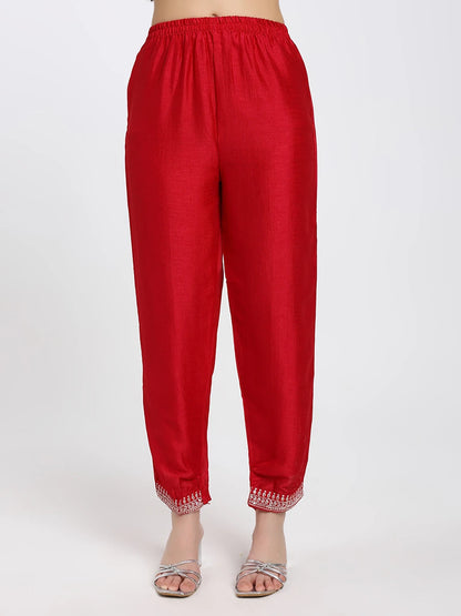 Elegant Red Embroidered Salwar Suit with Dupatta