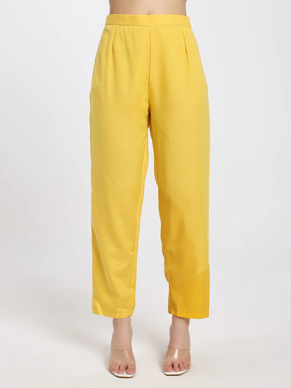 Bright Yellow Anarkali Suit Set with Abstract Floral Print and Dupatta