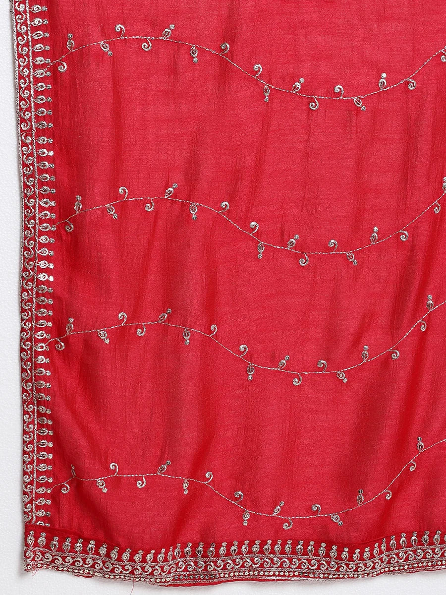 Elegant Red Embroidered Salwar Suit with Dupatta