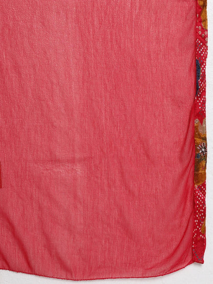 Pink Floral Printed Kurta with Straight Trousers & Solid Dupatta